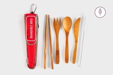 Bamboo utensils with a brandable case